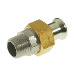 Pers-3-delige koppeling, inox, 15 x 1/2", M, (drink)water, VSH XPress Inox R2735